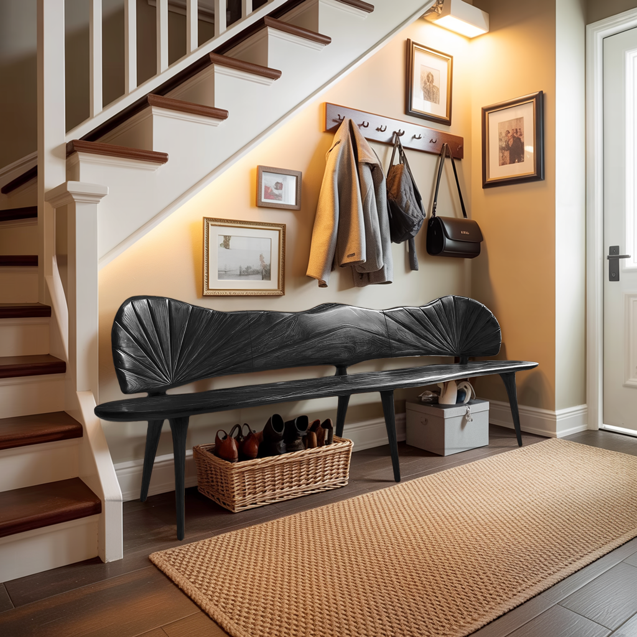 Rustic Wooden Entryway Bench For Hallway And Foyer