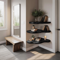 Farmhouse Solid Wood Corner Shelf For Bedroom Decor And Storage
