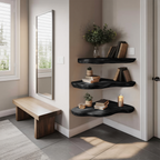 Farmhouse Solid Wood Corner Shelf For Bedroom Decor And Storage