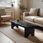 Mid Century Abstract Solid Wood Coffee Table For Entryway