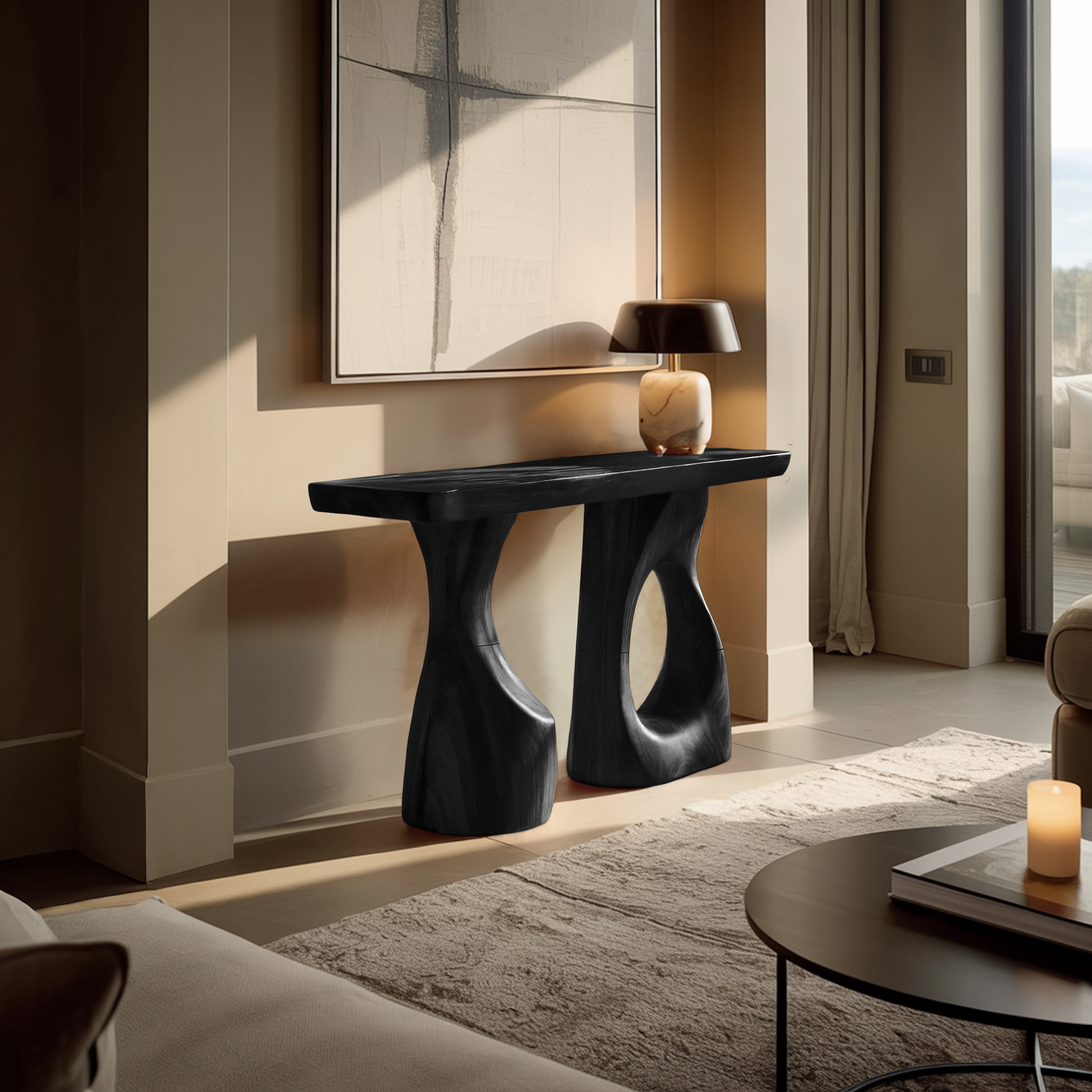 Handcrafted Live Edge Console Table Artistic Wood For Entryway Design