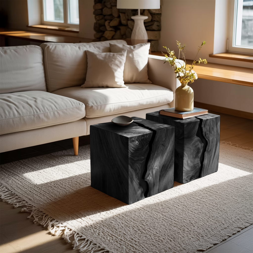 Handcrafted Solid Wood Low Coffee Table For Living Decor
