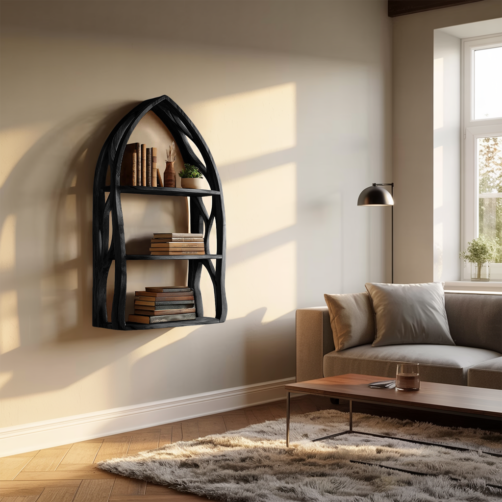 Modern Arch Wooden Wall Shelf for Bedroom Styling