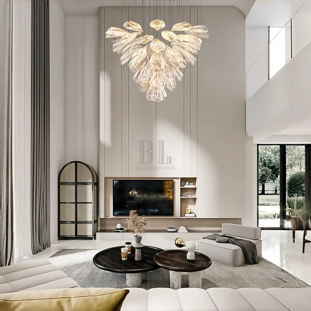 Blush Lighting Flower Glass Foyer Chandelier-casivra-casivra