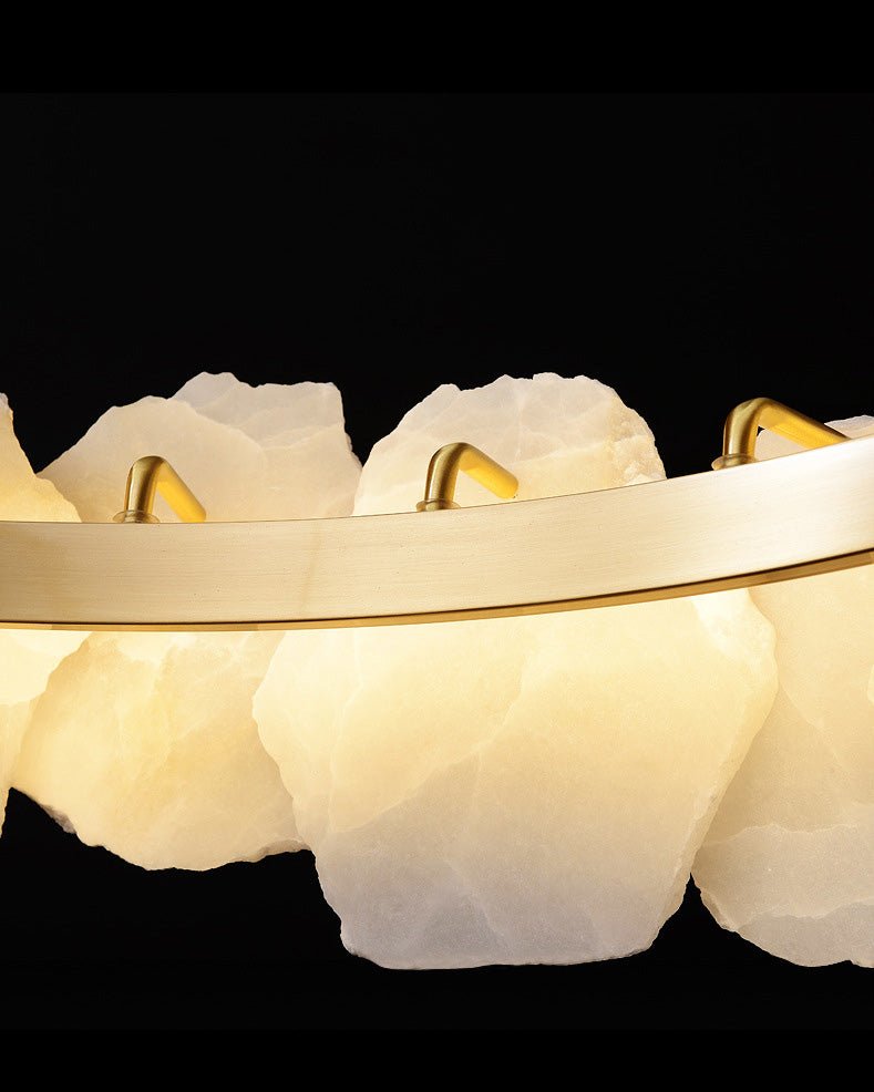 casivra Tiered Circular Alabaster Chandelier - Ø47"xH79"GoldWarm Whitecasivra