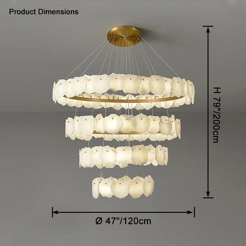casivra Tiered Circular Alabaster Chandelier - Ø47"xH79"GoldWarm Whitecasivra