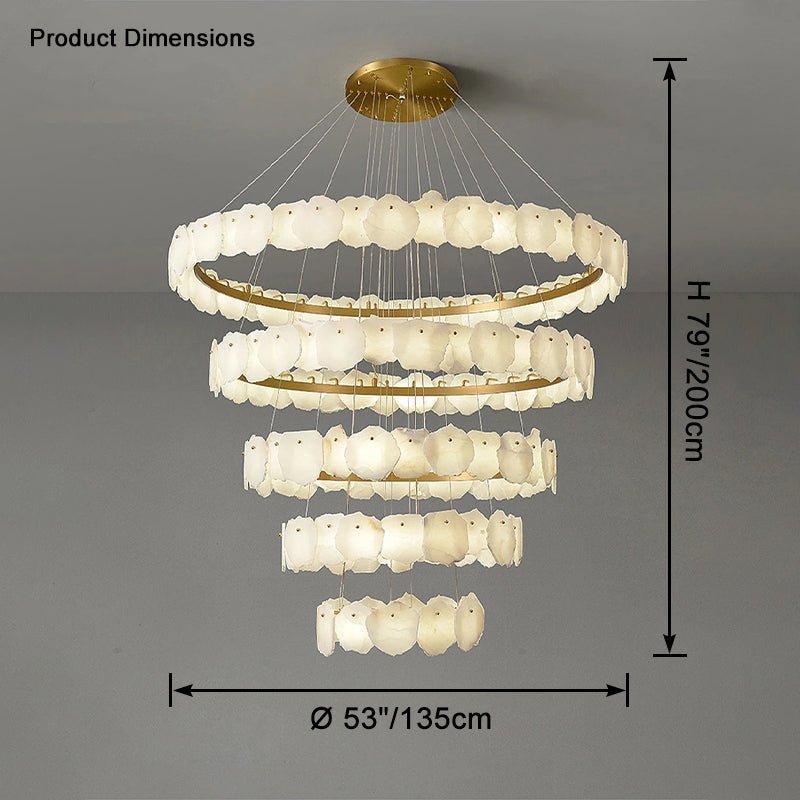 casivra Tiered Circular Alabaster Chandelier - Ø53"xH79"GoldWarm Whitecasivra