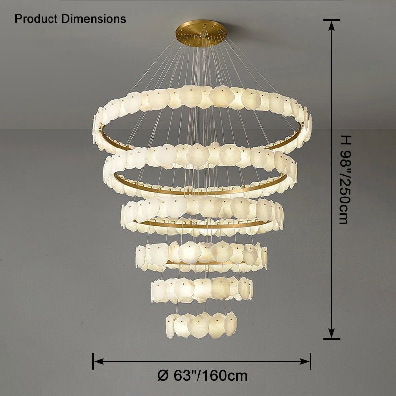 casivra Tiered Circular Alabaster Chandelier - Ø63"xH98"GoldWarm Whitecasivra