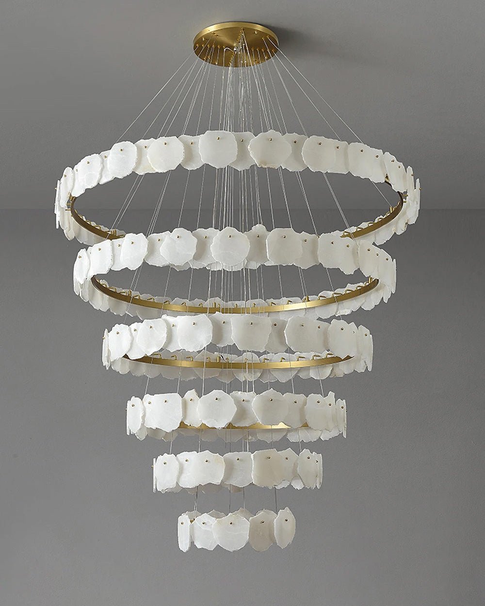 casivra Tiered Circular Alabaster Chandelier - Ø47"xH79"GoldWarm Whitecasivra