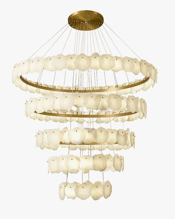 casivra Tiered Circular Alabaster Chandelier - Ø47"xH79"GoldWarm Whitecasivra
