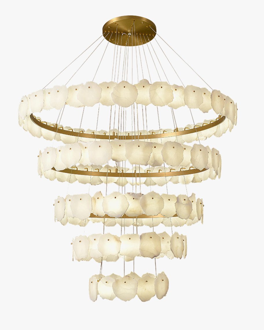 casivra Tiered Circular Alabaster Chandelier - Ø47"xH79"GoldWarm Whitecasivra