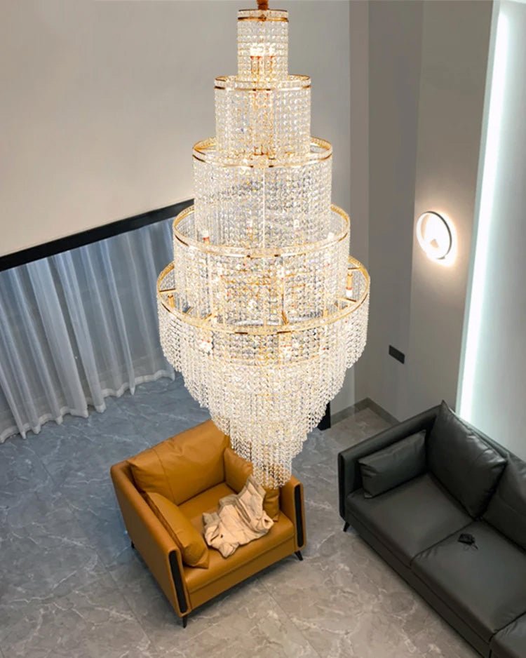 casivra Tiered Crystal Foyer Chandelier - Ø31"×H91"Goldcasivra