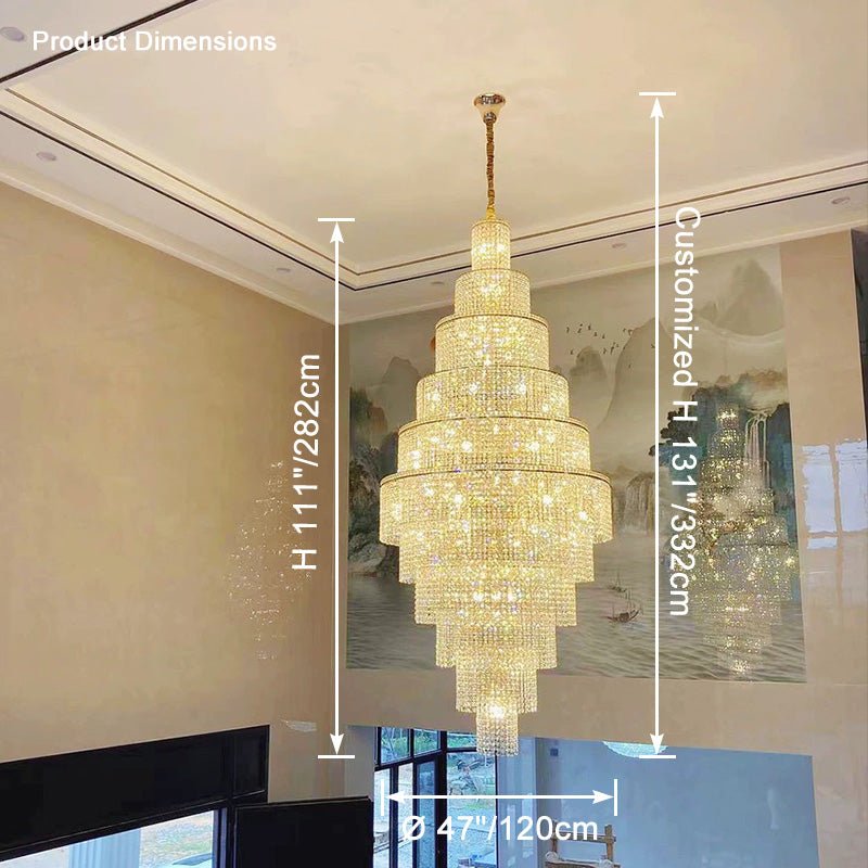 casivra Tiered Crystal Foyer Chandelier - Ø47"×H131"Goldcasivra