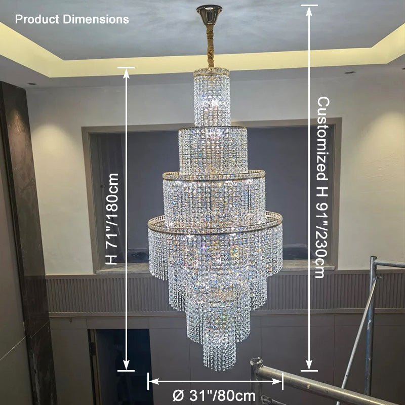 casivra Tiered Crystal Foyer Chandelier - Ø31"×H91"Goldcasivra
