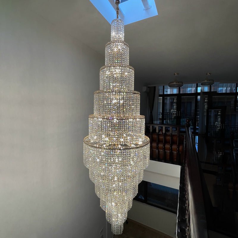 casivra Tiered Crystal Foyer Chandelier - Ø47"×H131"Goldcasivra