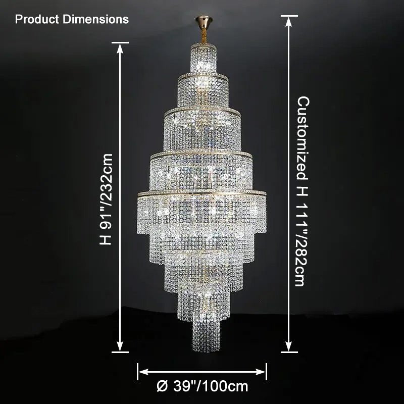 casivra Tiered Crystal Foyer Chandelier - Ø39"×H111"Goldcasivra
