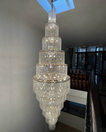 casivra Tiered Crystal Foyer Chandelier - Ø31"×H91"Goldcasivra