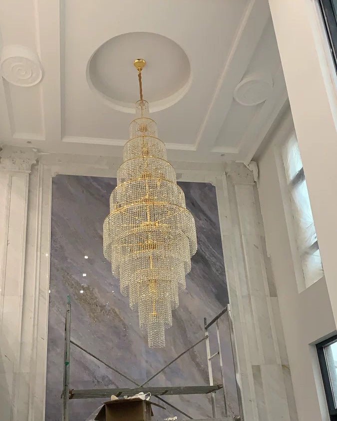 casivra Tiered Crystal Foyer Chandelier - Ø31"×H91"Goldcasivra