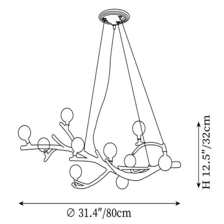 Boho Tree Branch Modern Chandelier - 10 heads Size: Dia 31.4″(80cm) x H 12.5″(32cm)casivra