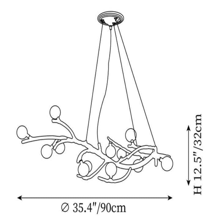 Boho Tree Branch Modern Chandelier - 12 heads Size: Dia 35.4″(90cm) x H 12.5″(32cm)casivra