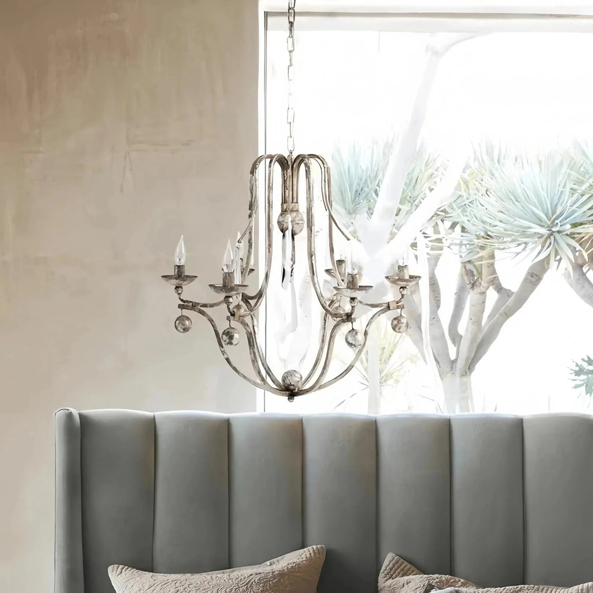 Bonaire Chandelier- Silver - clear finish, modern home lighting