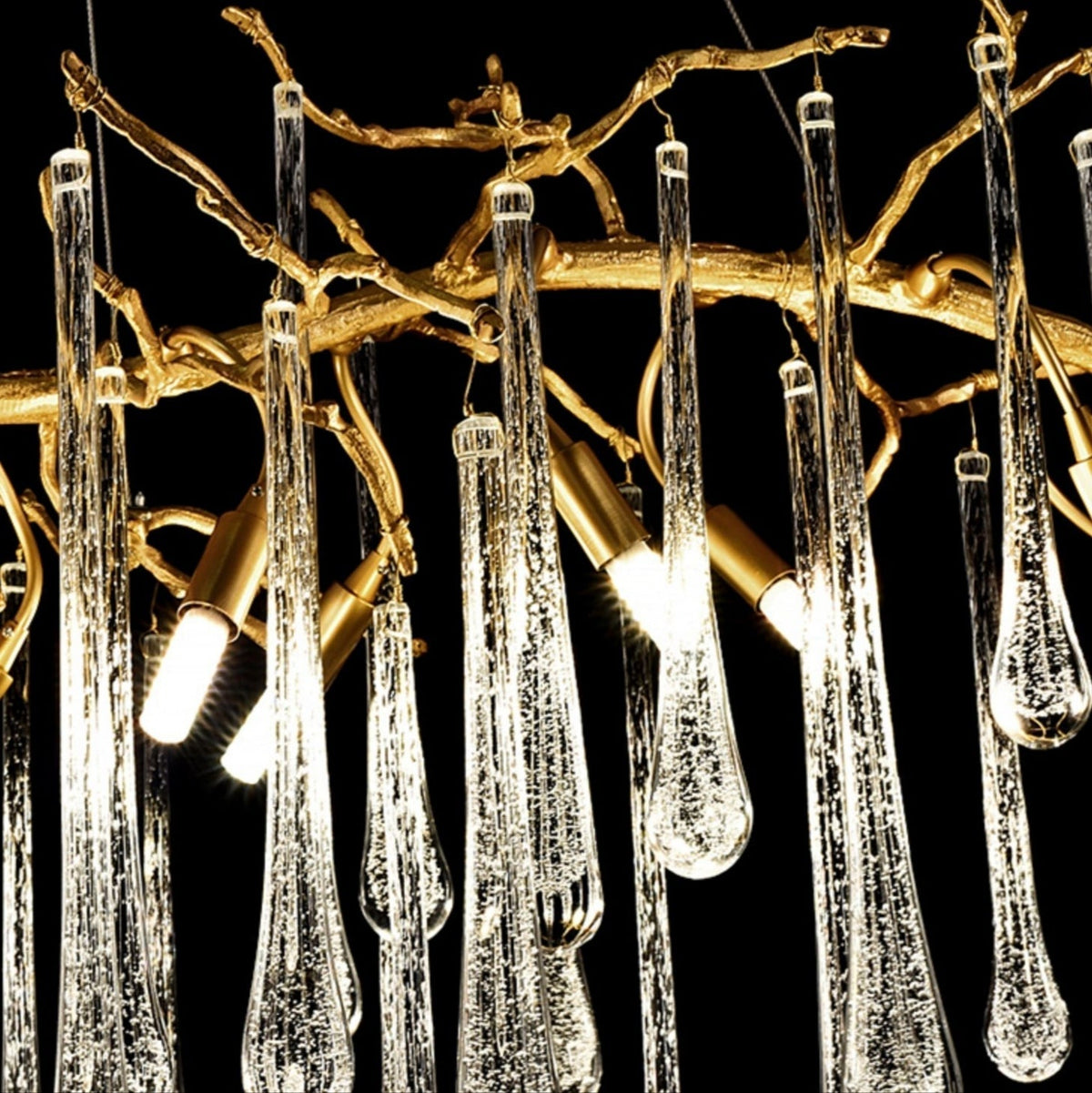 Branch Crystal Drops Chandelier in French Style with Copper Gold Finish for Dining and Living Room Ceiling - Round D23.6"*H15.8"/29.5kgWarm Lightcasivra