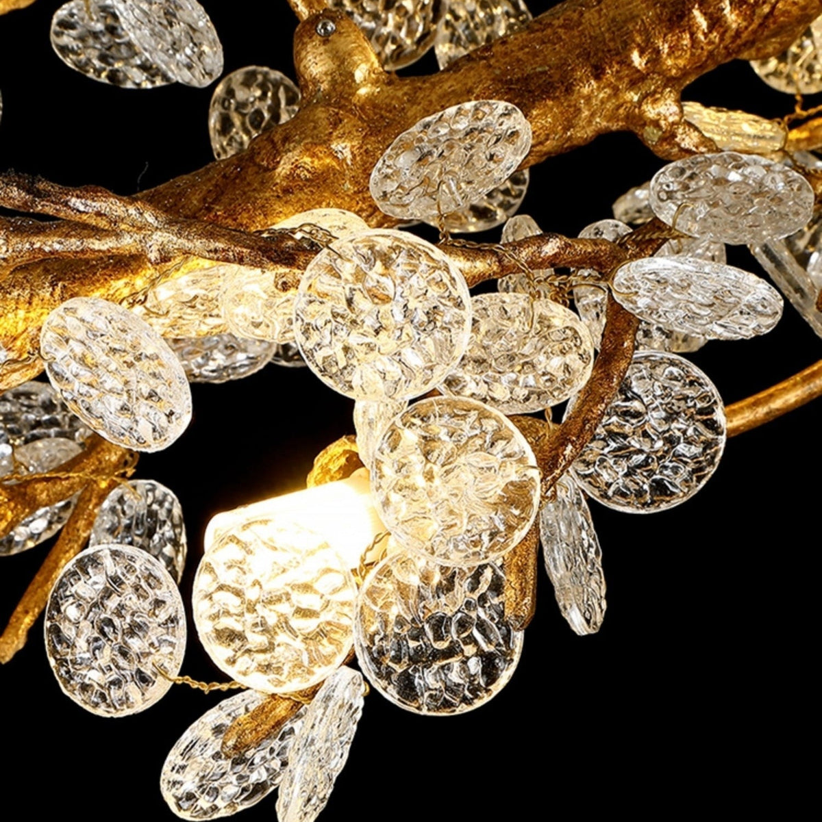 Brass Branch Chandelier with Crystal Leaf Accents Elegant Style for Living or Bedroom Decor - Style B / L47.2"*W11.8"*H11.8"/26.5kgWarm Lightcasivra