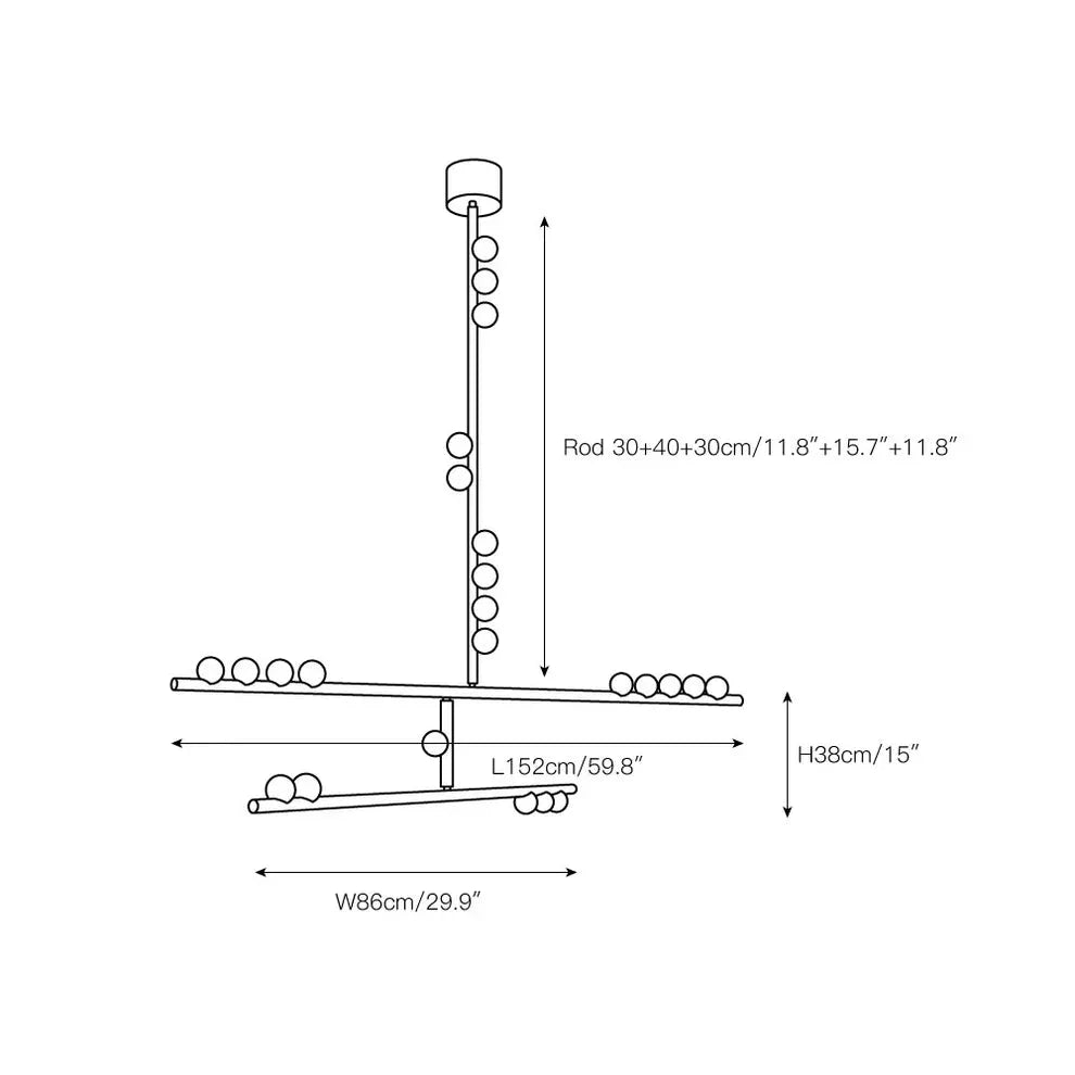 Brass Drop System Chandelier - 76 heads L 220cm x W 180cm x H 400cm / L 86.6" x W 70.9" x H 157.5"Blackcasivra