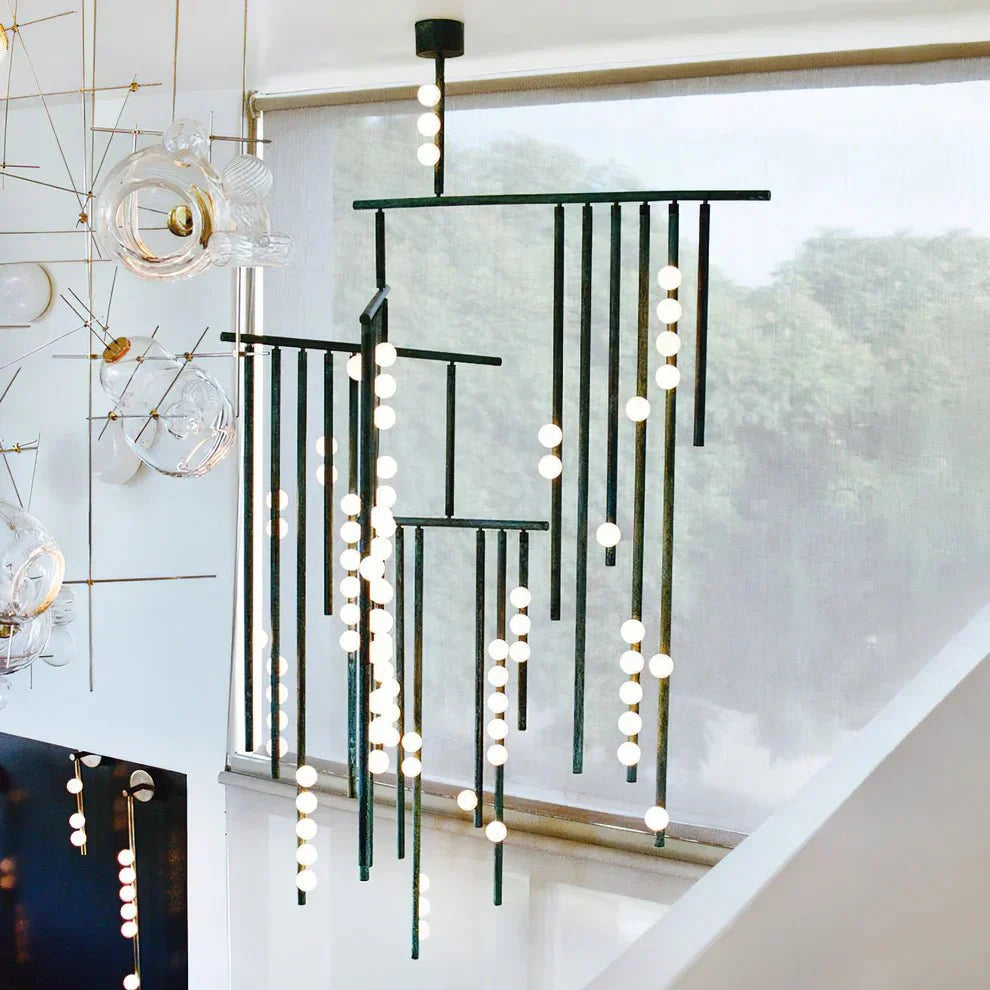 Brass Drop System Chandelier - 76 heads L 220cm x W 180cm x H 400cm / L 86.6" x W 70.9" x H 157.5"Blackcasivra