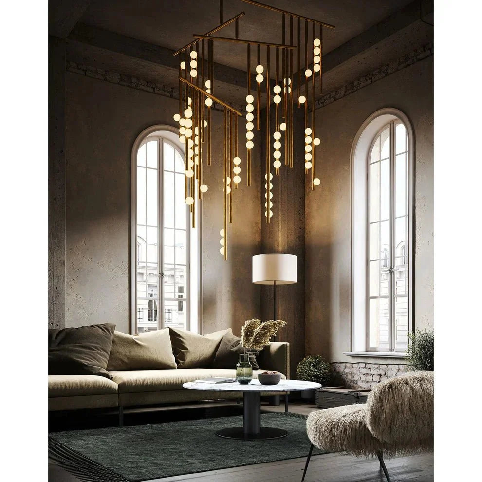 Brass Drop System Chandelier - 76 heads L 220cm x W 180cm x H 400cm / L 86.6" x W 70.9" x H 157.5"Blackcasivra