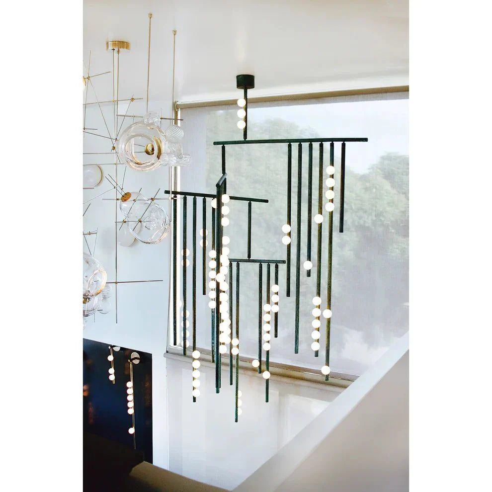 Brass Drop System Chandelier - 76 heads L 220cm x W 180cm x H 400cm / L 86.6" x W 70.9" x H 157.5"Blackcasivra