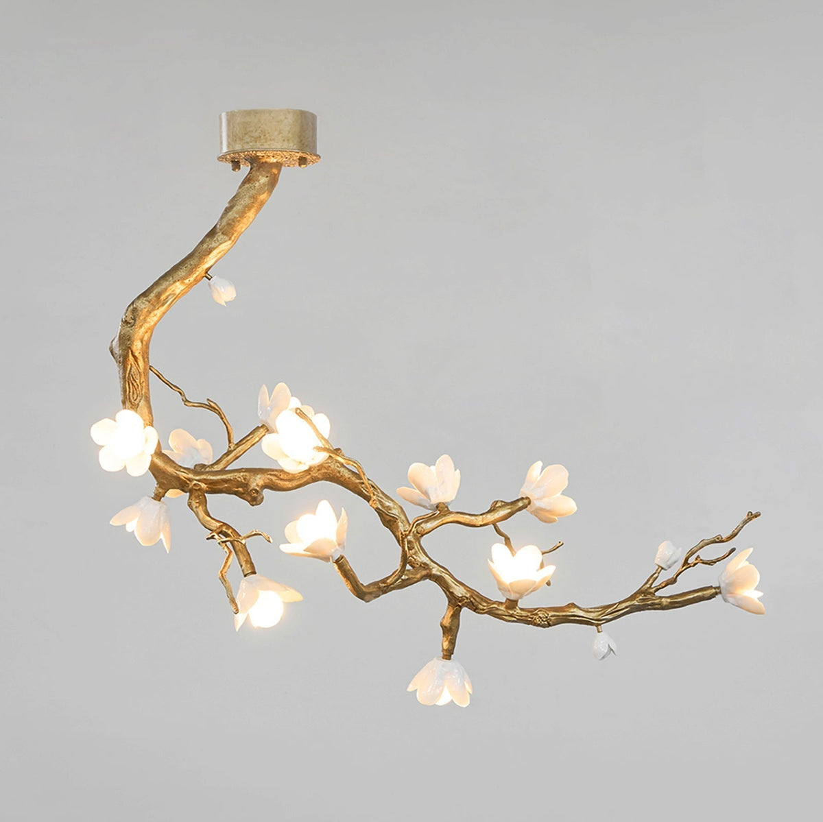 Brass Flower Branch Chandelier - L 31.5″ x W 19.7″ x H 25.6″ / L 80cm x W 50cm x H 65cmBrasscasivra