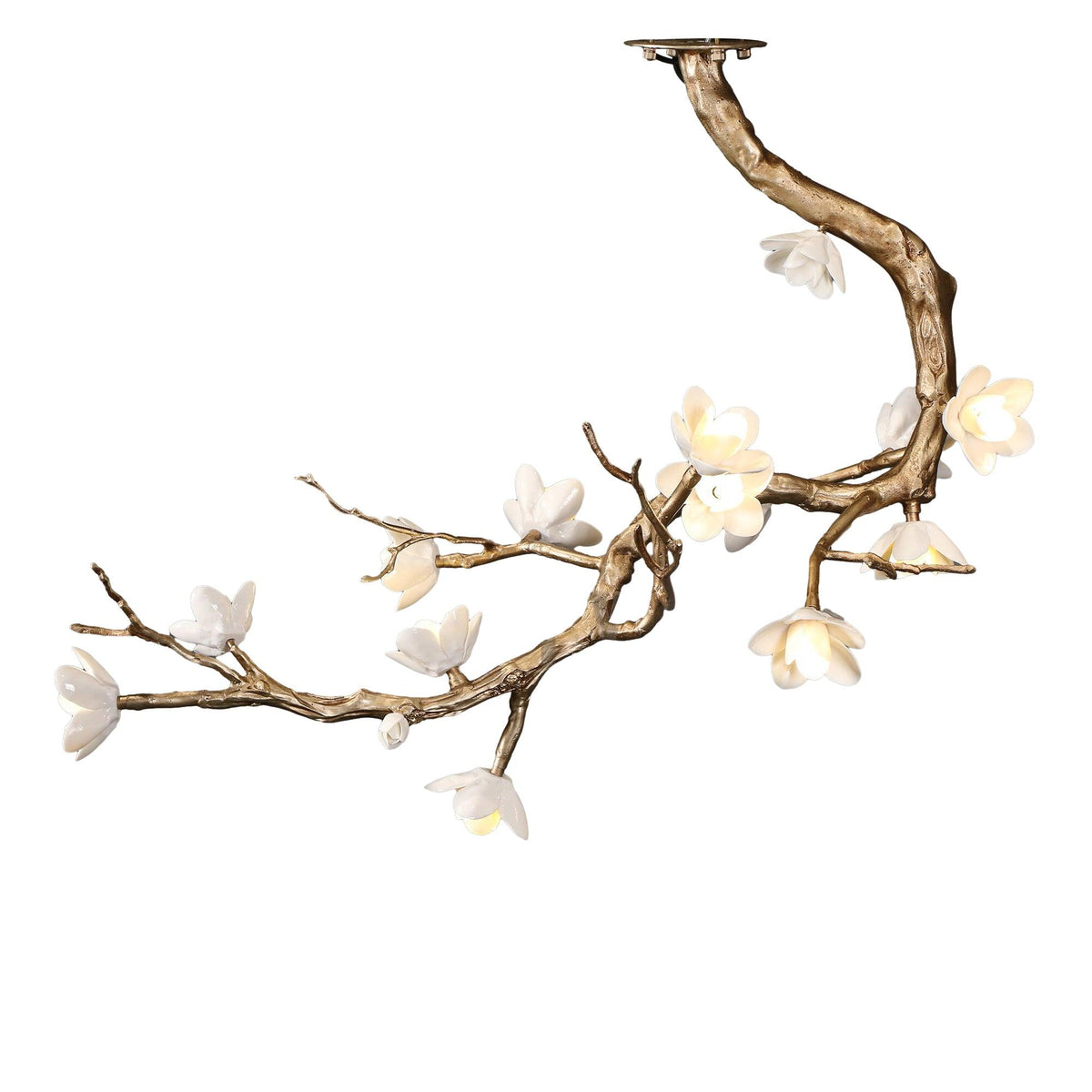 Brass Flower Branch Chandelier - L 31.5″ x W 19.7″ x H 25.6″ / L 80cm x W 50cm x H 65cmBrasscasivra