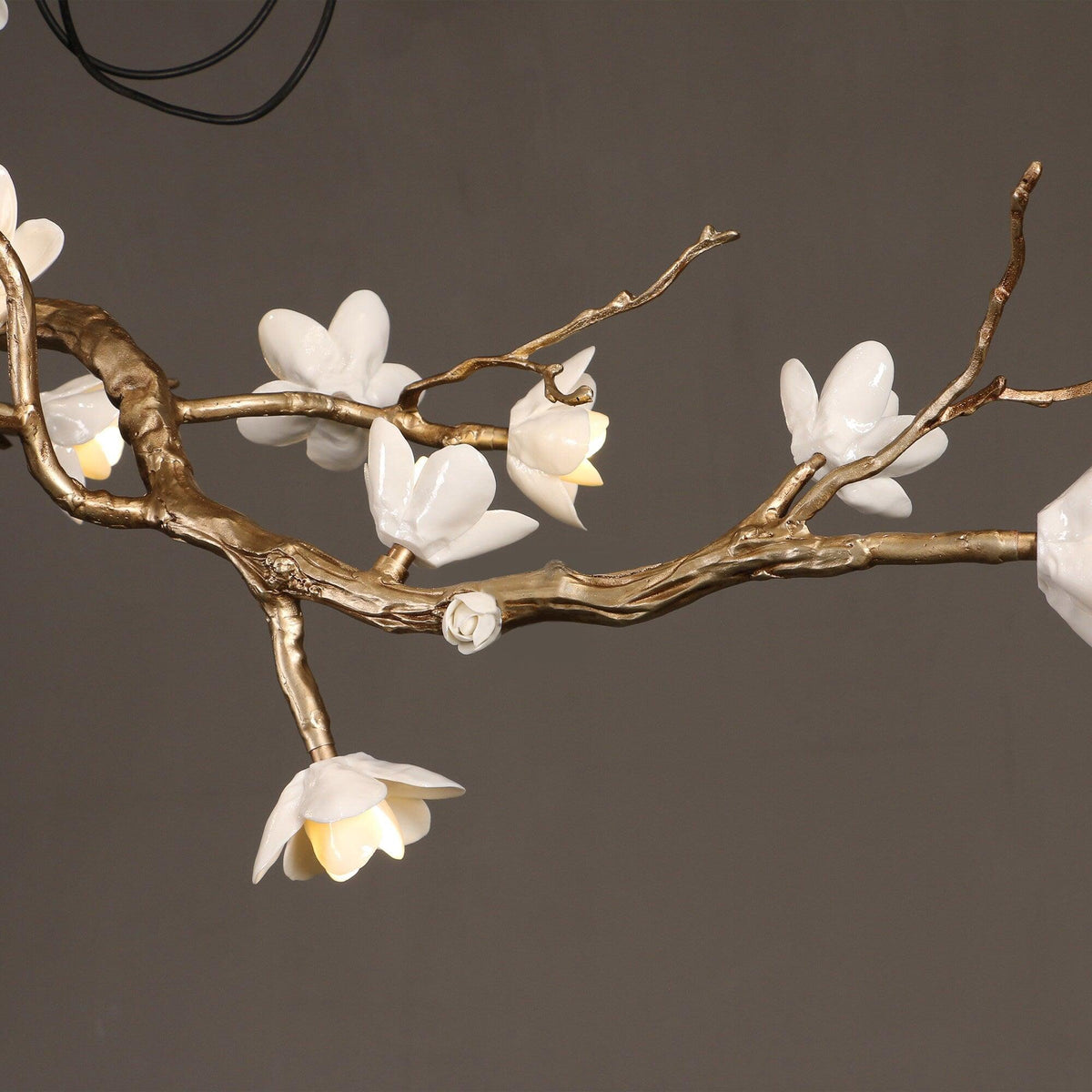 Brass Flower Branch Chandelier - L 31.5″ x W 19.7″ x H 25.6″ / L 80cm x W 50cm x H 65cmBrasscasivra