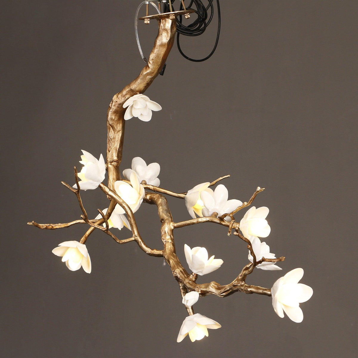 Brass Flower Branch Chandelier - L 31.5″ x W 19.7″ x H 25.6″ / L 80cm x W 50cm x H 65cmBrasscasivra