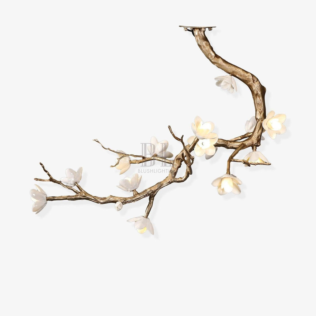 Brass Flower Branch Chandelier - L 31.5″ x W 19.7″ x H 25.6″ / L 80cm x W 50cm x H 65cmBrasscasivra