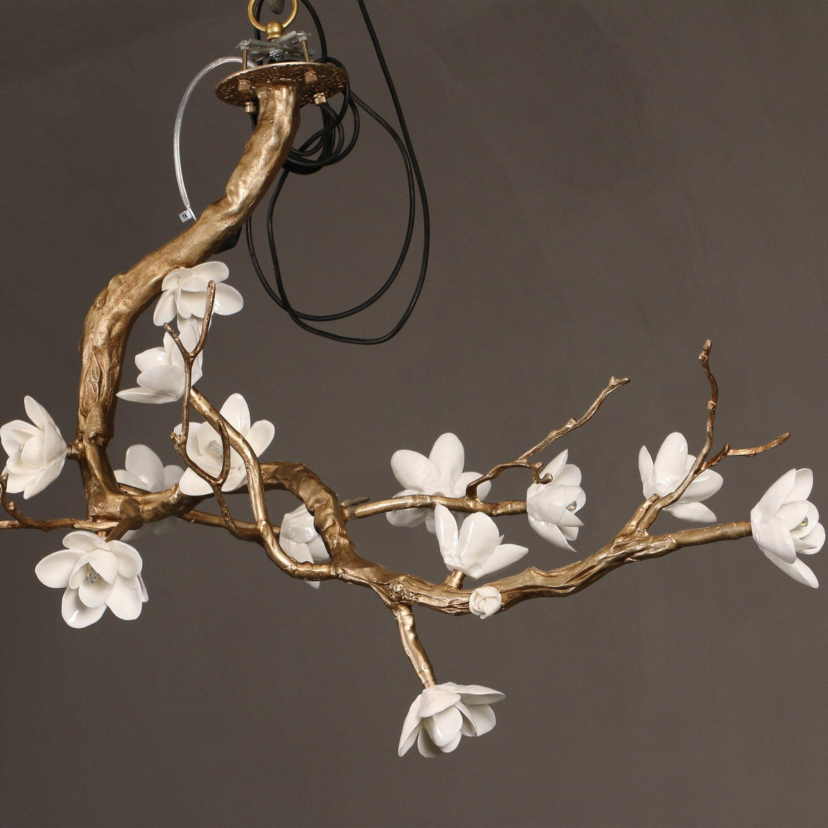 Brass Flower Branch Chandelier - L 31.5″ x W 19.7″ x H 25.6″ / L 80cm x W 50cm x H 65cmBrasscasivra