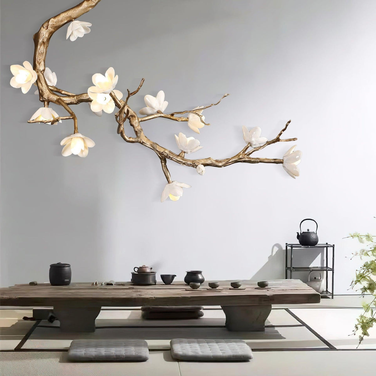 Brass Flower Branch Chandelier - L 31.5″ x W 19.7″ x H 25.6″ / L 80cm x W 50cm x H 65cmBrasscasivra
