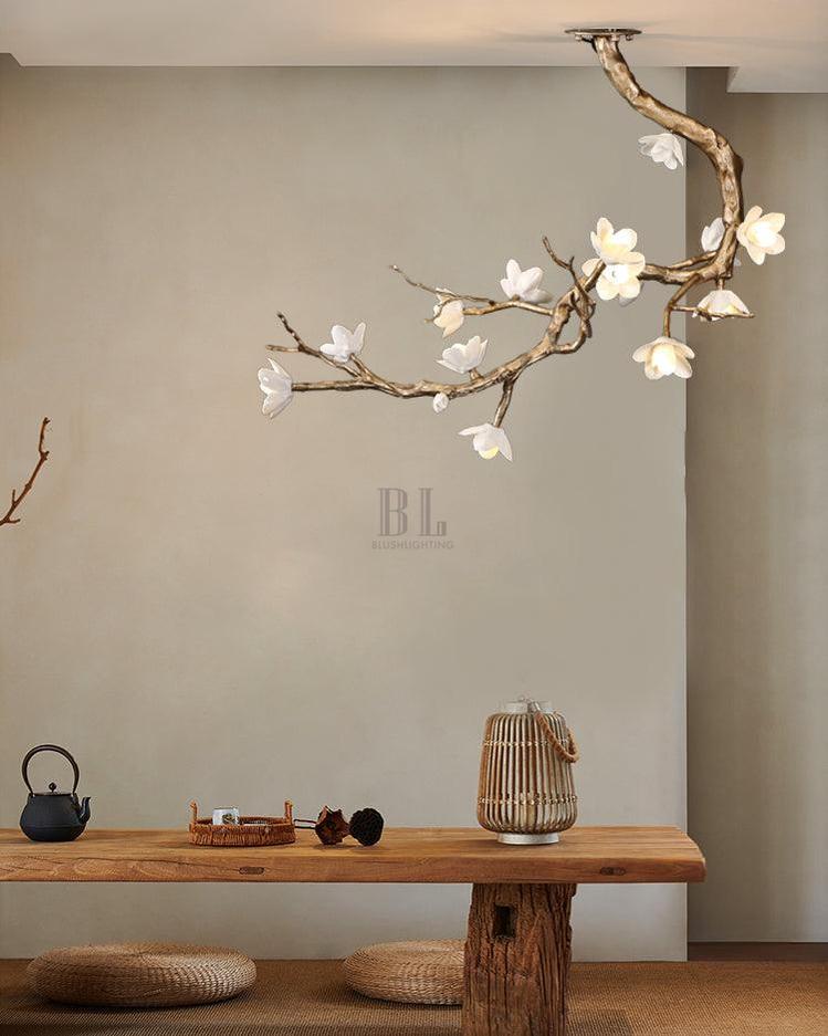 Brass Flower Branch Chandelier - L 31.5″ x W 19.7″ x H 25.6″ / L 80cm x W 50cm x H 65cmBrasscasivra