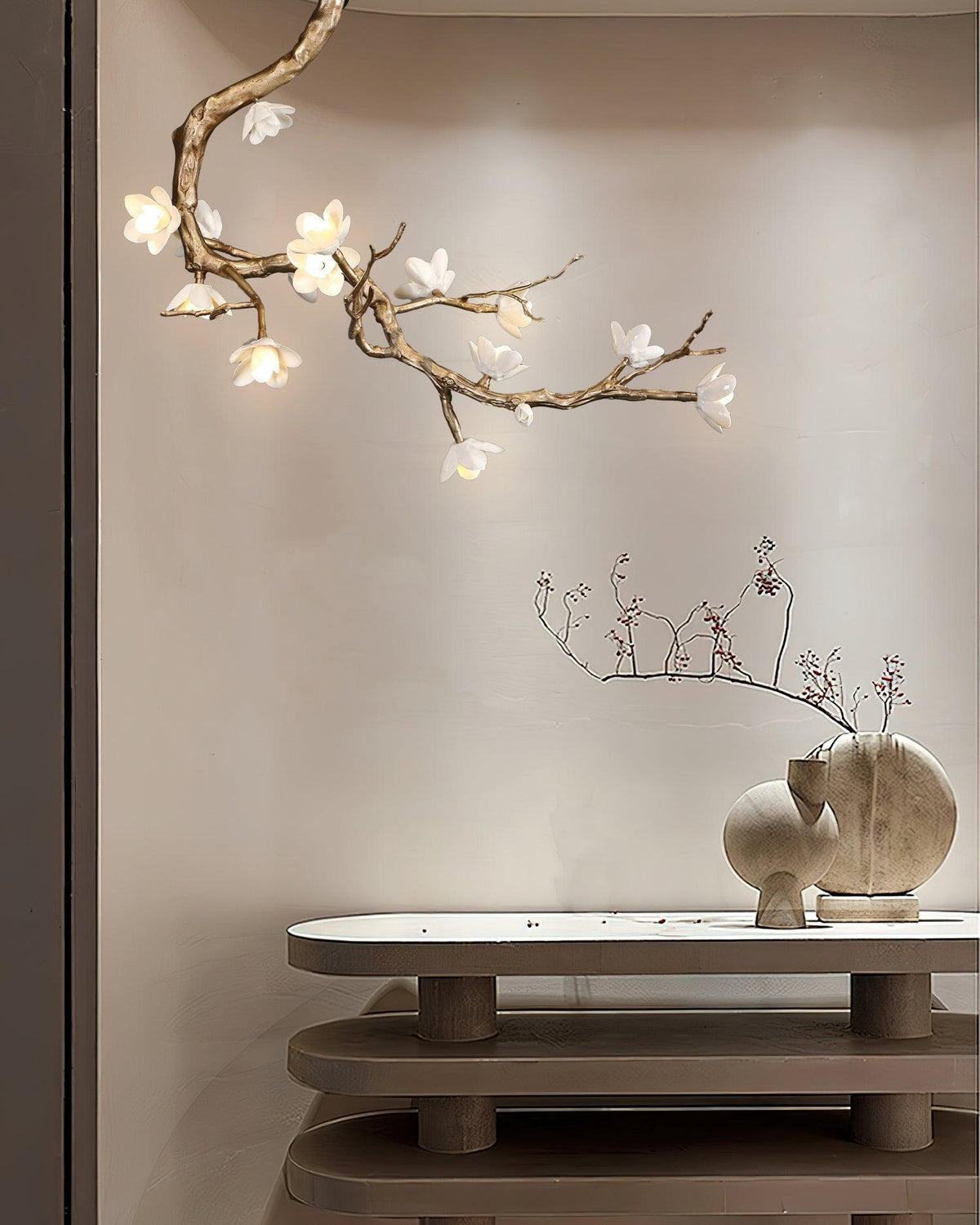 Brass Flower Branch Chandelier - L 31.5″ x W 19.7″ x H 25.6″ / L 80cm x W 50cm x H 65cmBrasscasivra