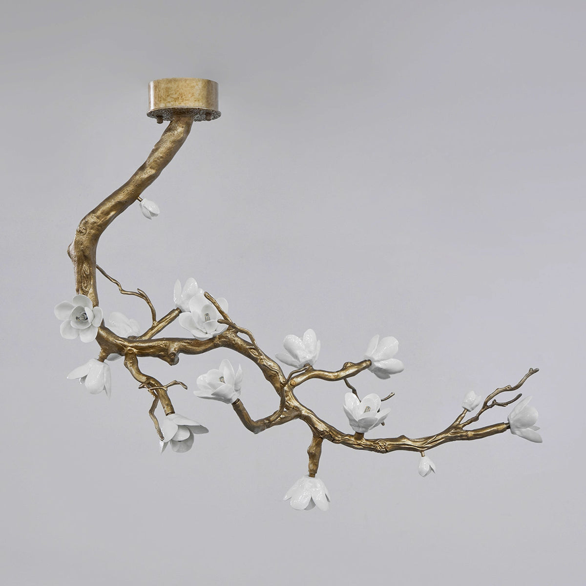Brass Flower Branch Chandelier - L 31.5″ x W 19.7″ x H 25.6″ / L 80cm x W 50cm x H 65cmBrasscasivra