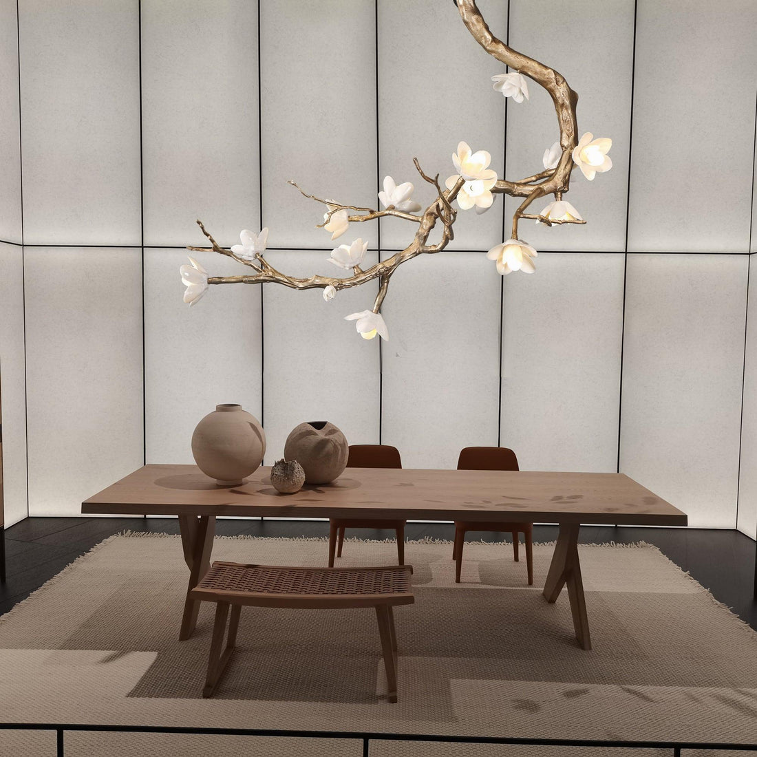 Brass Flower Branch Chandelier - L 31.5″ x W 19.7″ x H 25.6″ / L 80cm x W 50cm x H 65cmBrasscasivra