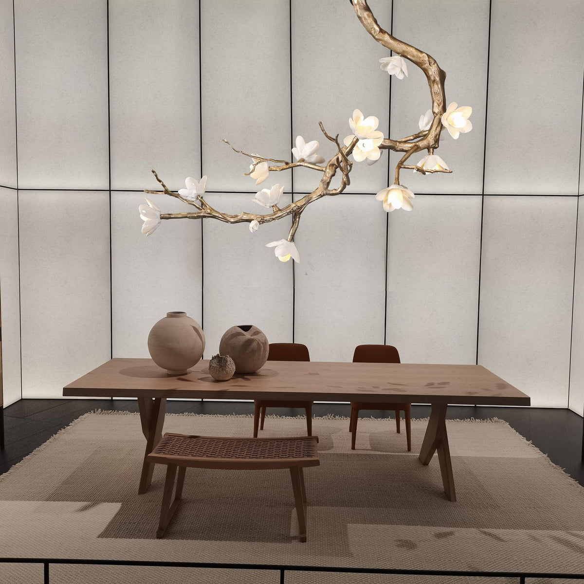 Brass Flower Branch Chandelier - L 31.5″ x W 19.7″ x H 25.6″ / L 80cm x W 50cm x H 65cmBrasscasivra