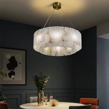 Brendra Alabaster 2 - Tier Round Chandelier - 22"Dcasivra