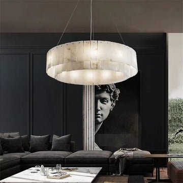 Brendra Alabaster 2 - Tier Round Chandelier - 22"Dcasivra