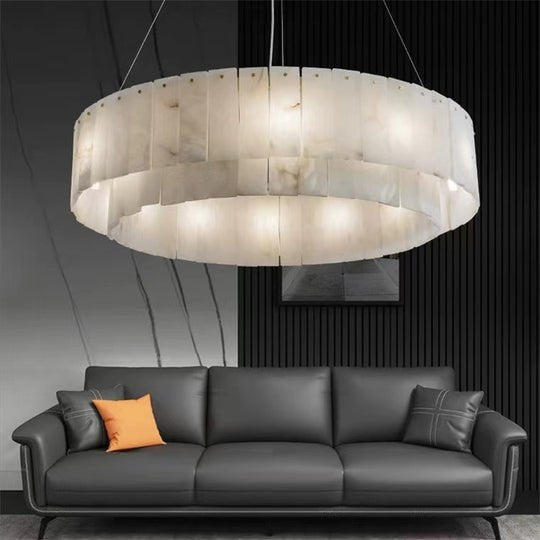 Brendra Alabaster 2 - Tier Round Chandelier - 22"Dcasivra
