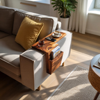 Live Edge Wooden Armrest For Elegant Sofa Decoration