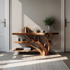 Mid Century Live Edge Entryway Table For Rustic Bedroom Furniture