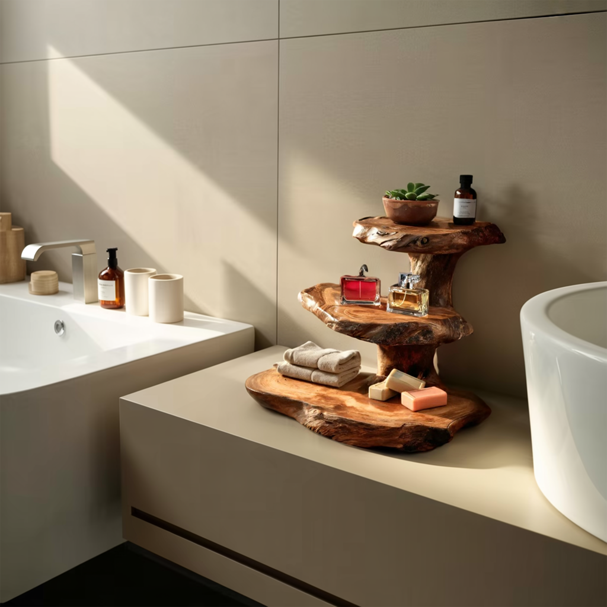 Rustic Bathroom Shelf Nature Inspired For Bathroom