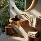 Handcrafted Solid Wood Vanity Sink For Luxury Bathroom Furniture Decor